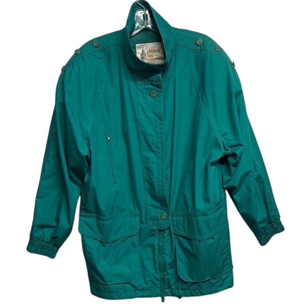 Women's Kelly Green London Fog Spring Rain 3/4 Length Jacket‎ Coat Size Medium